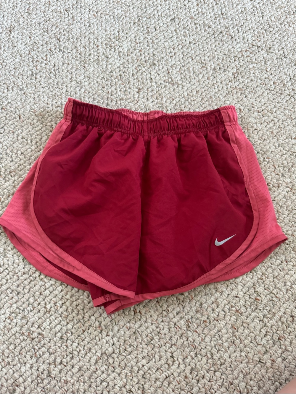 Nike Women’s Two-Tone Maroon and Coral Athletic Shorts